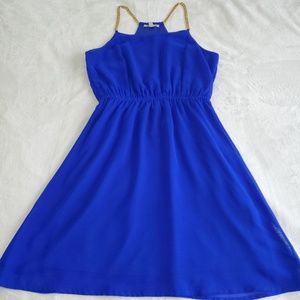 Cobalt blue chain strap dress